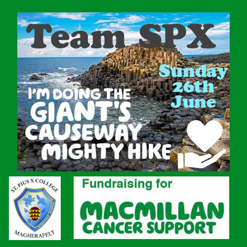 Our very own SPX #MightyHikes Team completed the Giant's Causeway challenge today for @TeamMacmillan
A brilliant time was had by all! 💚Many thanks to everyone who has donated, further donations can be added via the link below! 🤗⛰️👣
justgiving.com/fundraising/St…
@StPiusXPE @spxks3