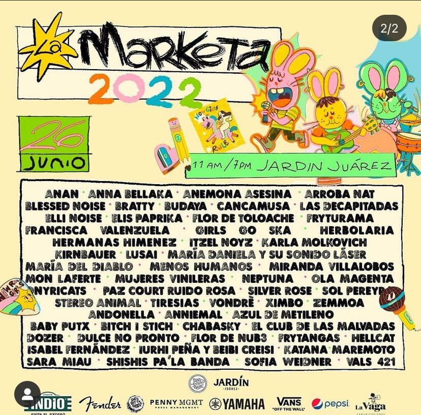 menoshumanos's tweet photo. Hoy! Esta comenzando #laMarketa, evento que reune mercancía de 50 bandas con conciertos en vivo, caigan!
11am - 8pm
#nowGirlsRule #shesGotTheGoove #jardínJuarez https://t.co/SYxpbOG9Sx