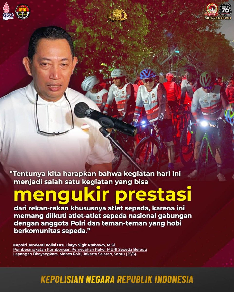 Nah kalo ini sih merupakan ukiran Prestasi yg membuat bangga ya guys
#SepedaBereguPecahkanRekor
Semarak Hari Bhayangkara