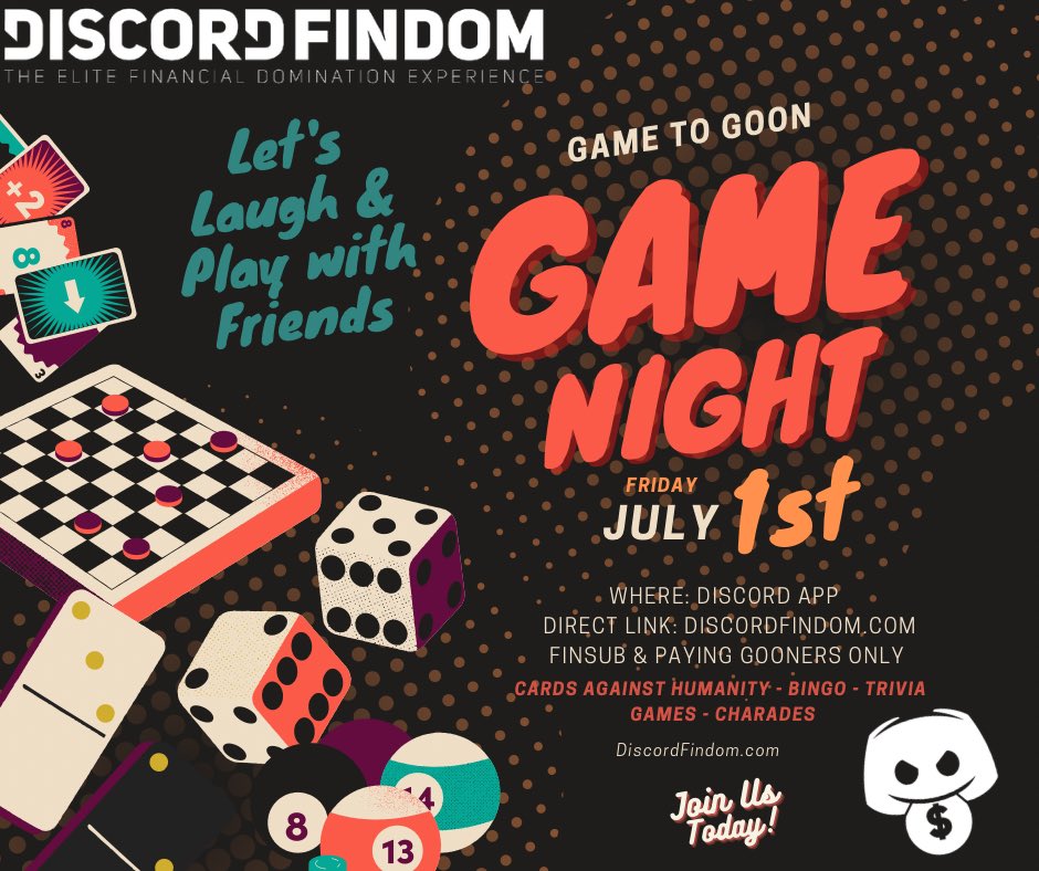 DiscordFindom's tweet photo. Finsub join https://t.co/y3j8fkJMUB for our upcoming GAME TO GOON event with our verified findomme & cashmaster in our Elite Financial Domination Community Server.
Whether you have no budget or low budget, Take advantage of this event!
Findom gooner paypig #discordfindom #dfvd https://t.co/qsKmeAsFOf