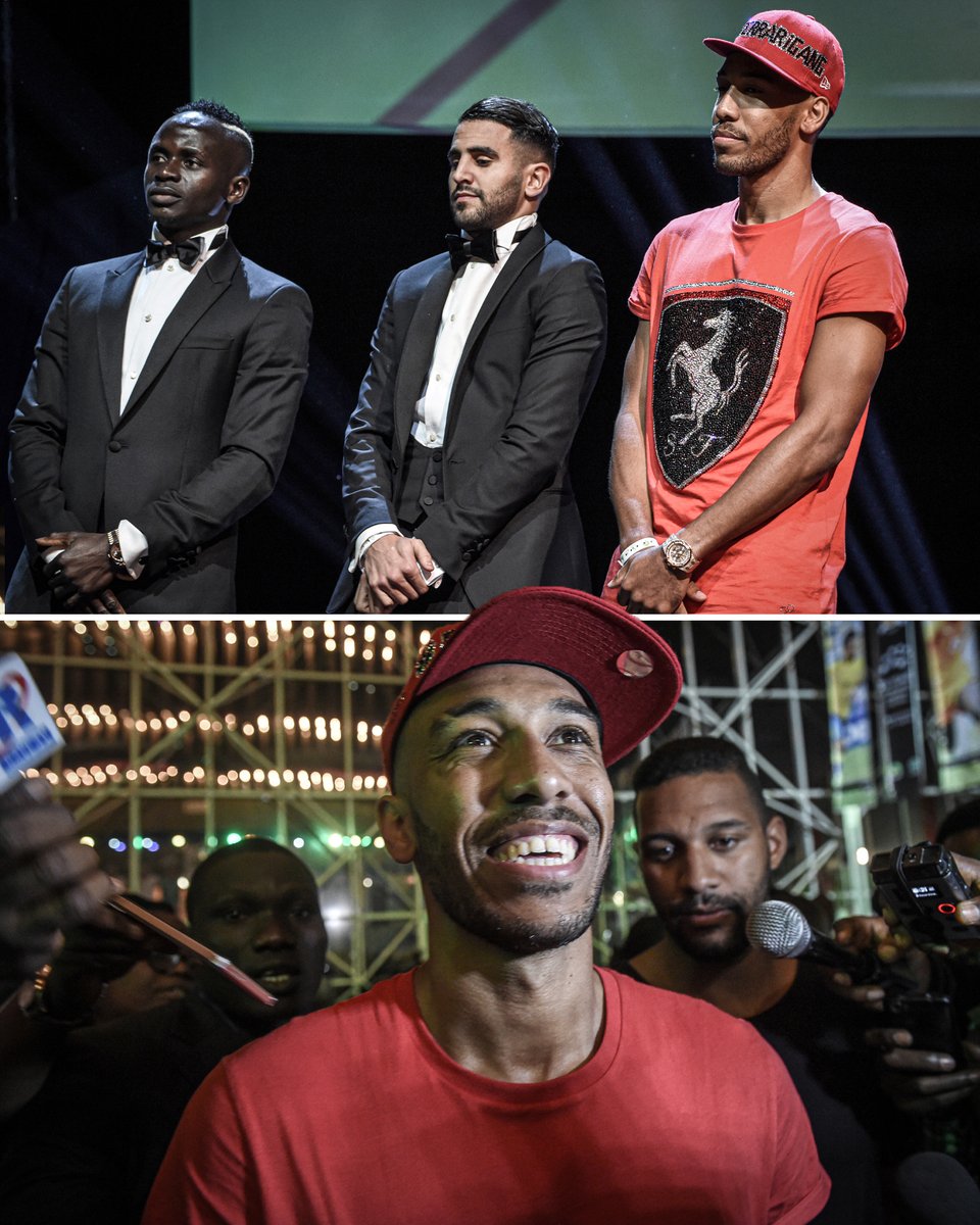 Remember when Aubemyang lost his luggage before the African Player Of The Year awards ceremony, so he had to rock up like this 😅