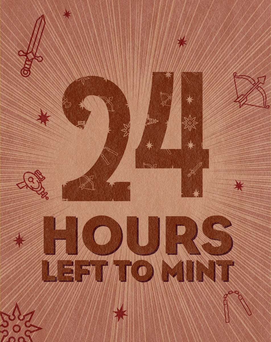 WomenandWeapons's tweet photo. ✨ ALERT ✨ 

Time is running out. Just over 24 hours remaining to mint! We are so grateful for all of your support and are so happy to welcome in so many new friends to the WAW family! ⚔️

Mint your Season Two piece here 👇

https://t.co/3rE0PiOvFd https://t.co/XQJHj6eMXu