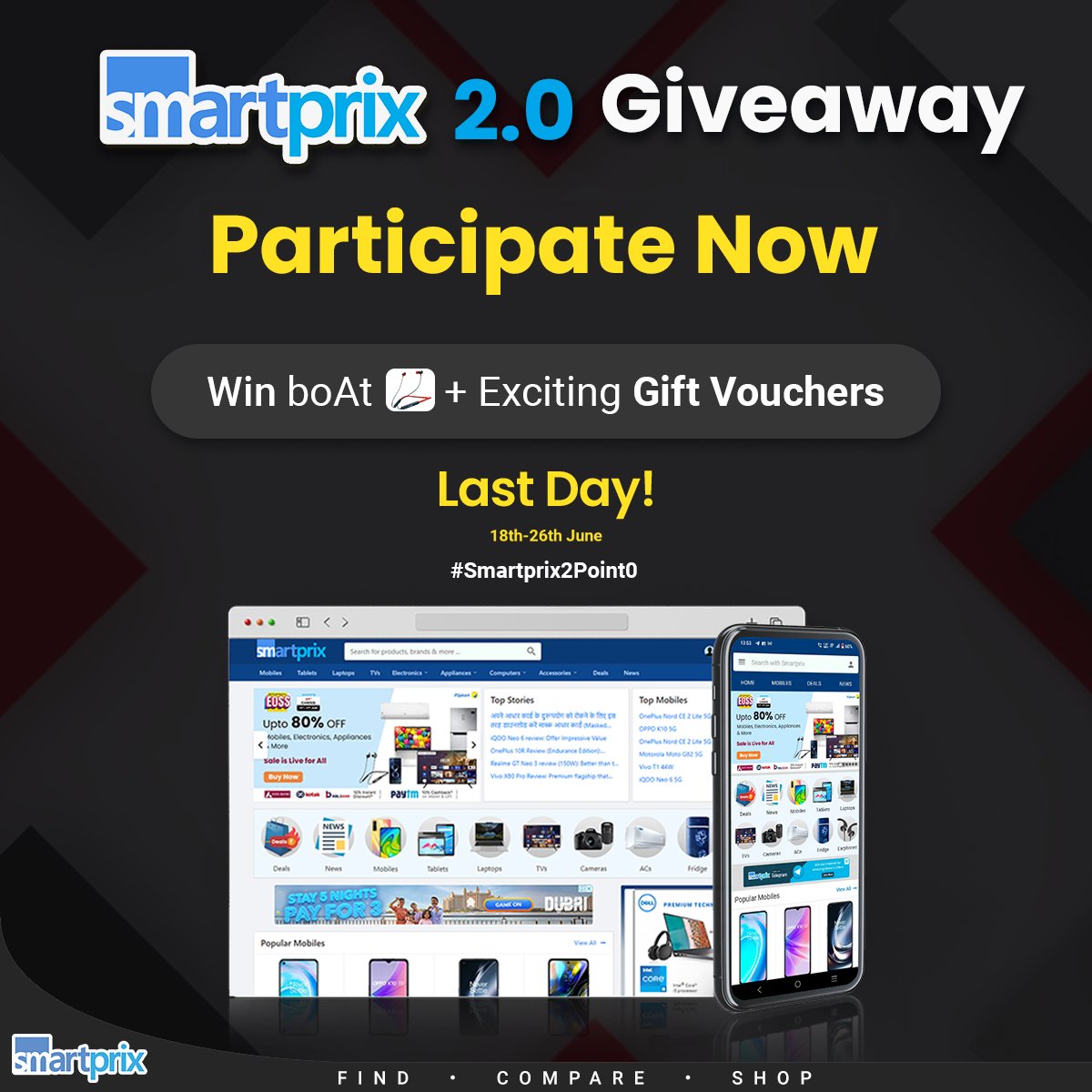 Smartprix's tweet photo. Reminder: Only a few hours left to participate in #Smartprix2Point0 Giveaway
Hurry Now https://t.co/JnO3snhC5s https://t.co/trn6jjHIhM