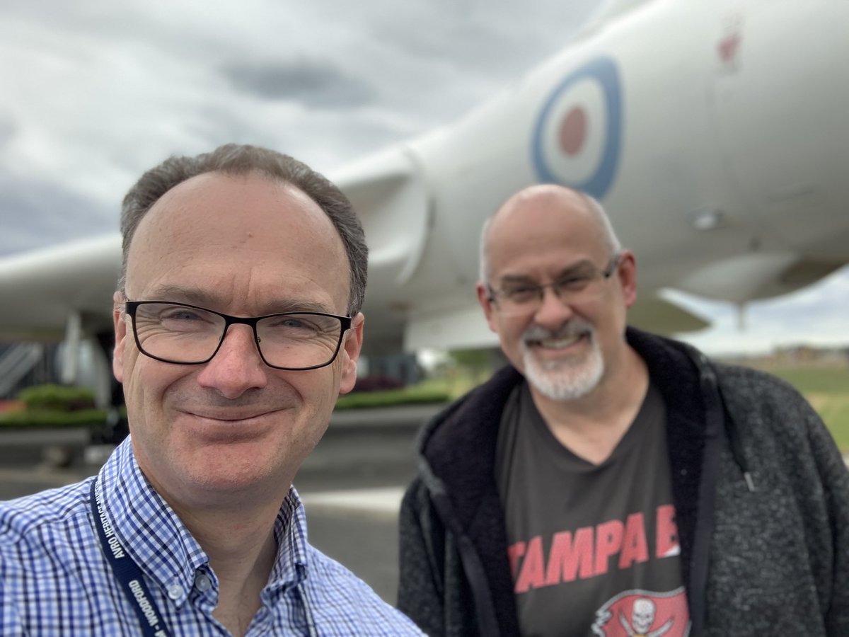 ColdWarPod's tweet photo. Great to meet @ColdWarPod listener @PaulNippressADI and show him round the cockpit of #Vulcan #Xm602 at @AvroHeriMuseum https://t.co/WwobbdRTA6