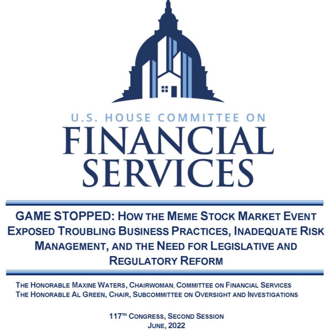 Asking the <a href="/DOJCrimDiv/">Criminal Division</a> — 

When will <a href="/citsecurities/">Citadel Securities</a> and <a href="/RobinhoodApp/">Robinhood</a> be prosecuted for colluding against retail in the 2021 GameStop events that resulted in the removal of the buy button &amp; destruction of our financial markets?

<a href="/RepMaxineWaters/">Maxine Waters</a> 
#KenGriffinLied 
#FSCGameStopped