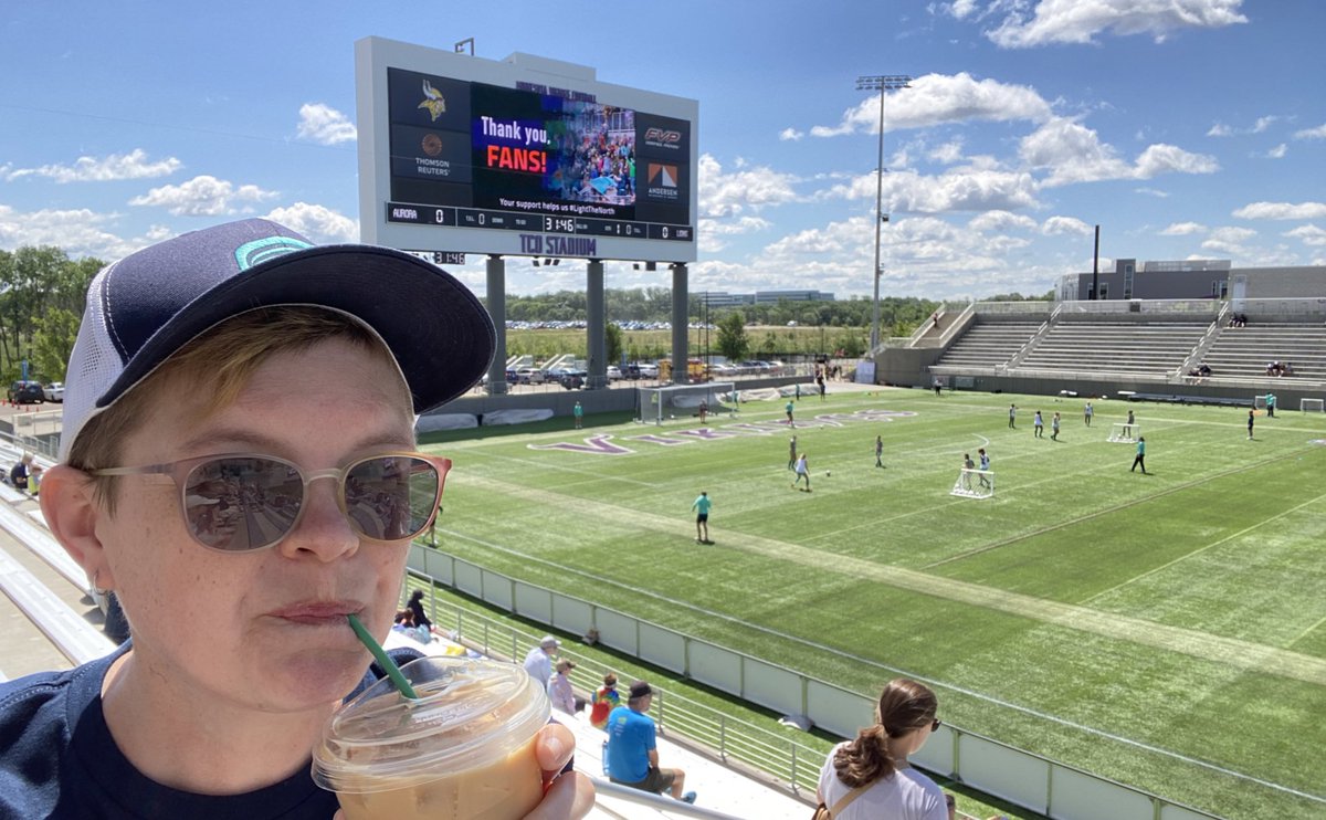PropTartMN's tweet photo. Friends. It’s right around 70F, the sun is shining, I have a @redwolfchai from @NinthStreetMPLS and the @MNAuroraFC are about to keep their unbeaten streak going. This may be hyperbole but … BEST DAY EVER. https://t.co/W42SEY6aPt