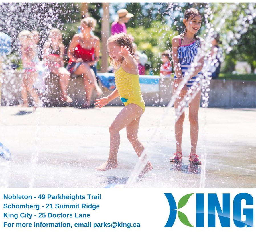 KingTownship's tweet photo. When it's hot, consider one of King's splash pads in King City, Schomberg and Nobleton. Check on vulnerable neighbours when temperatures rise. For info on how to stay cool, visit https://t.co/Mw5FKSXuTN https://t.co/XNmCUBbDsv