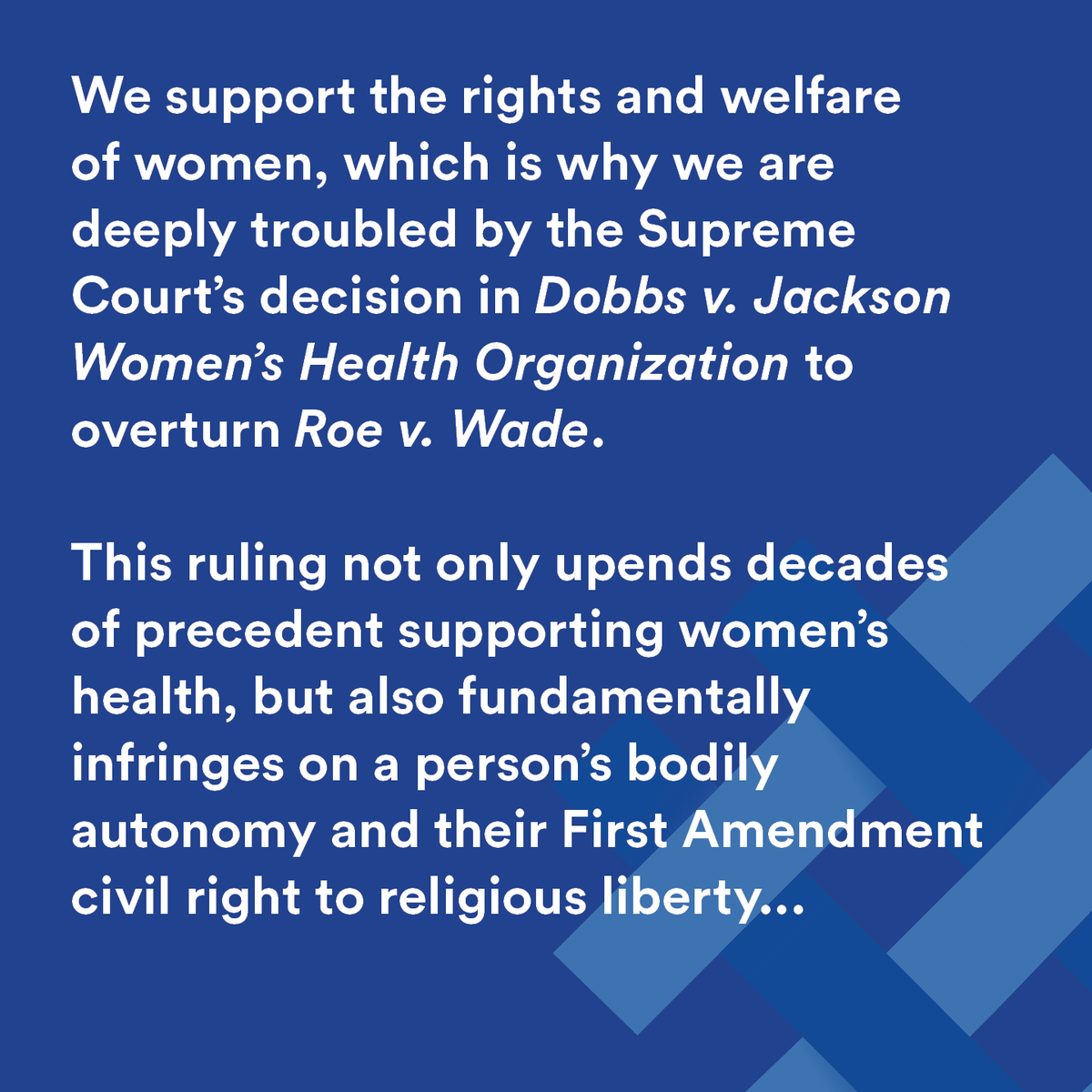 As the Jewish Federation of Greater Philadelphia, we support the rights and welfare of women. See our full statement below.

bit.ly/3xT9inn