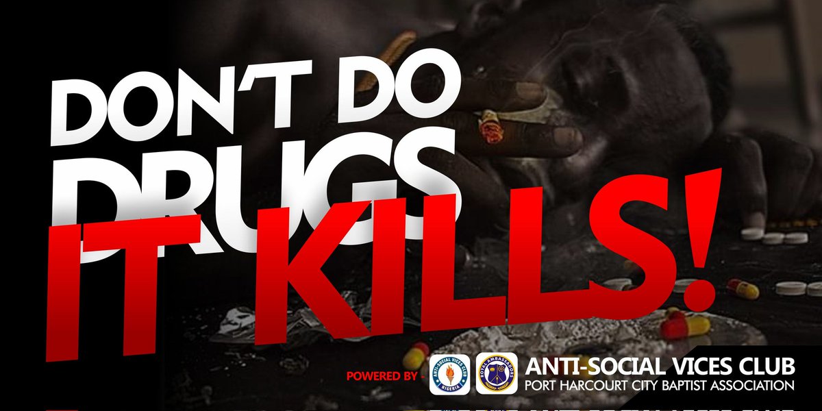 AntisocialVices's tweet photo. As we mark the International Day against Drug Addiction and Illicit Drug trafficking, we join our voices to promote a Drug-free society.

Drug abuse has eaten deep in our society, with numerous ripple effects.
Do not enslave yourself to drugs.

#Dontdodrugs
#SayNoToDrugs https://t.co/9ewx36UA5N