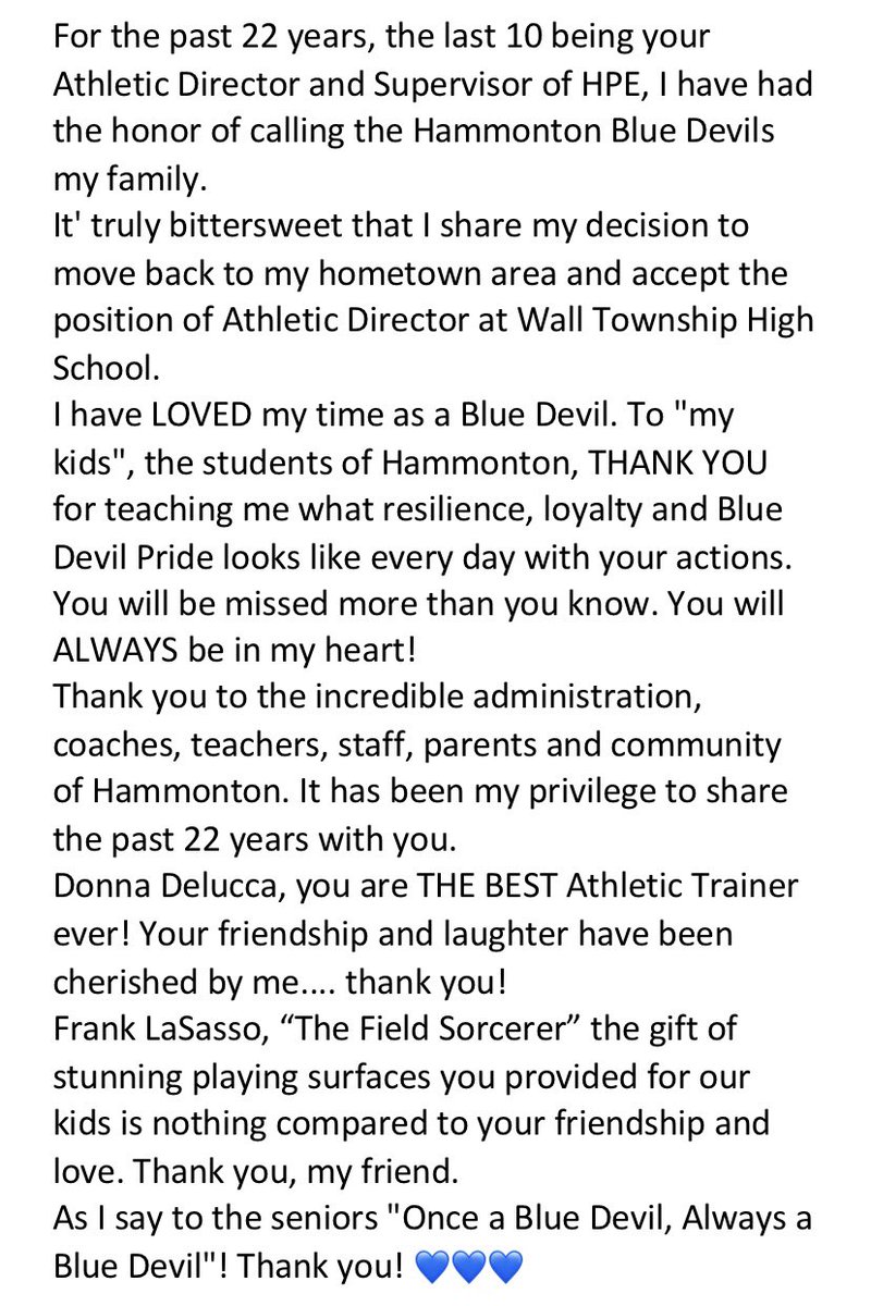 To my Hammonton Blue Devil Family… 💙💙💙💪🏽<a href="/HHSGirlsXCTrack/">Hammonton XC & Track</a> <a href="/HammontonHigh/">Hammonton High School</a> <a href="/HHSDevilsGolf/">HHSDevilsGolf</a> <a href="/HHSDevilsGVB/">HHSDevilsGVB</a> <a href="/HHSDevilsBB/">Hammonton Baseball</a> @HHSDevilsFB <a href="/hhsdevtennis/">HHS Tennis</a> <a href="/HammHSBoysTrack/">Hammonton Boys Track</a> <a href="/hhsadvocate/">The Devils' Advocate</a>