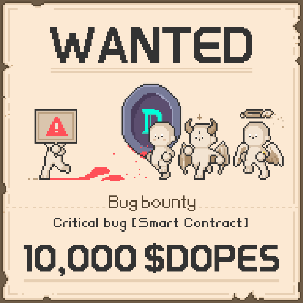 DopeVoyage's tweet photo. Dope social-fi smart contract was audited by Theori and uploaded at https://t.co/7laI8GOtRJ.

Join the beta test and find critical bugs to earn $DOPES! 💰

#untilthepixelsrule https://t.co/g1QyHID0lb