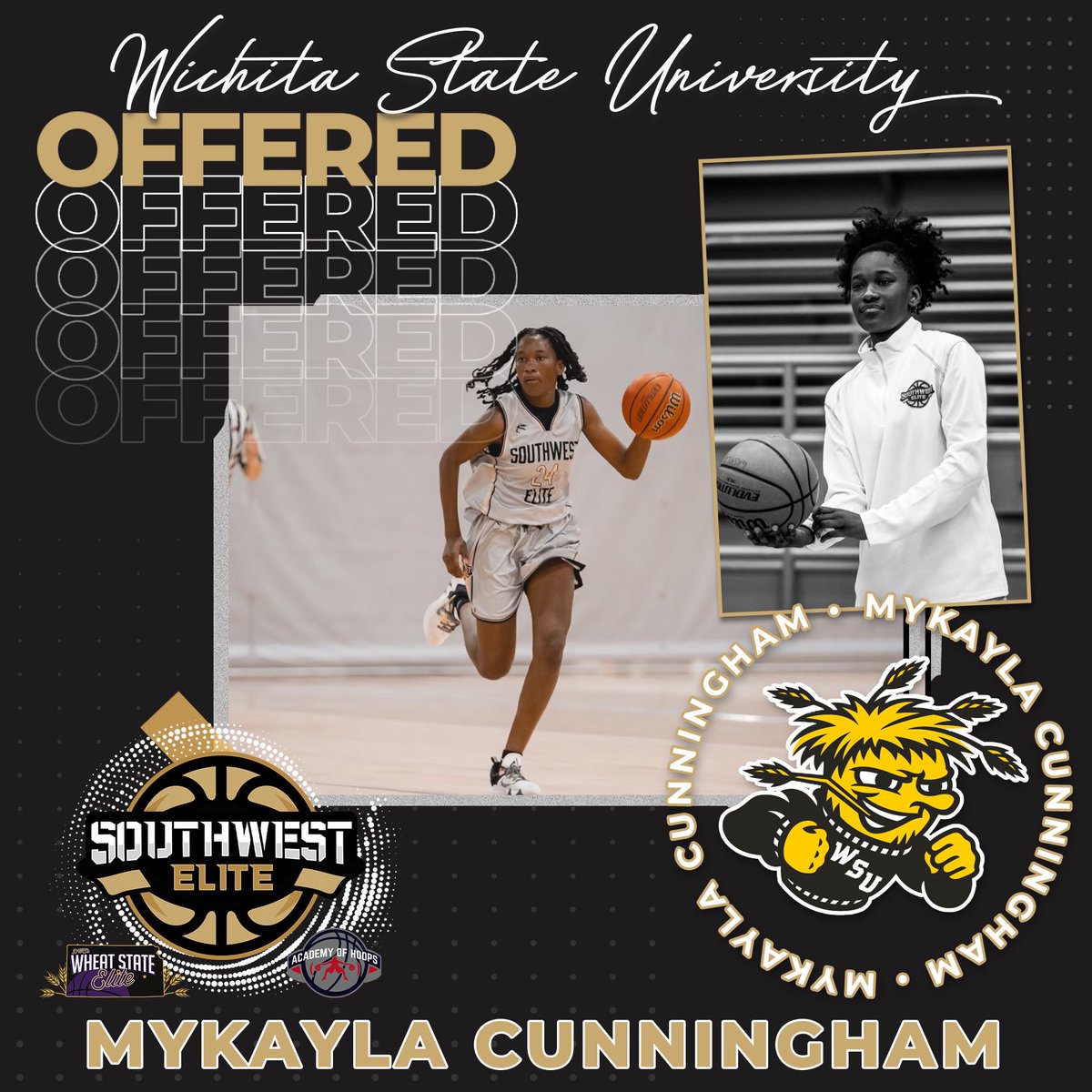MykaylaCunning2's tweet photo. Blessed to receive a D1 offer to play for @GoShockersWBB! Thank you @WSUKeithaAdams &amp; @CoachEwa for seeing my potential! I love this game 💛🖤 @SW_Elite_ @wheatstateelite @Coach_dpaul @AustinJ22228543 https://t.co/nUqpoYTgux