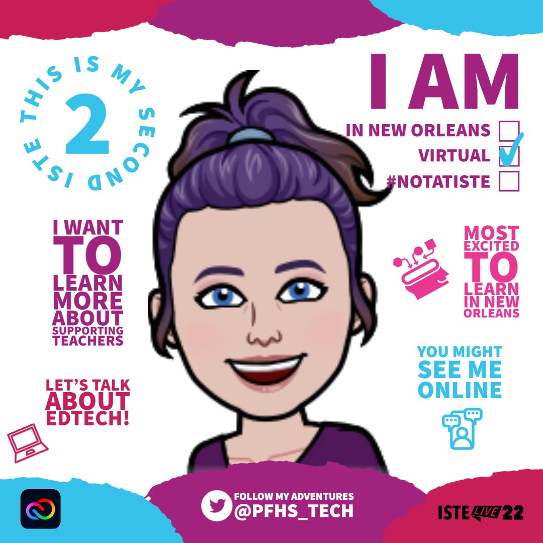PFHS_Tech's tweet image. Loving the first day of #ISTELive22 Wish I could be there in person, but delighted to attend virtually. Thanks to Amanda Dills, @teachereberle &amp;amp; @AdobeExpress so far