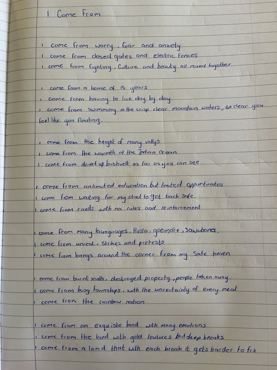 craigierocks's tweet photo. A poem from my Jordy for school in the UK…. Theme is  “I come from…..”
Such powerful words…. So sad yet so true….
Proud of you pup😍 @LeanneManas @jacarandafm @ecr9495 https://t.co/fFMlftCjhz