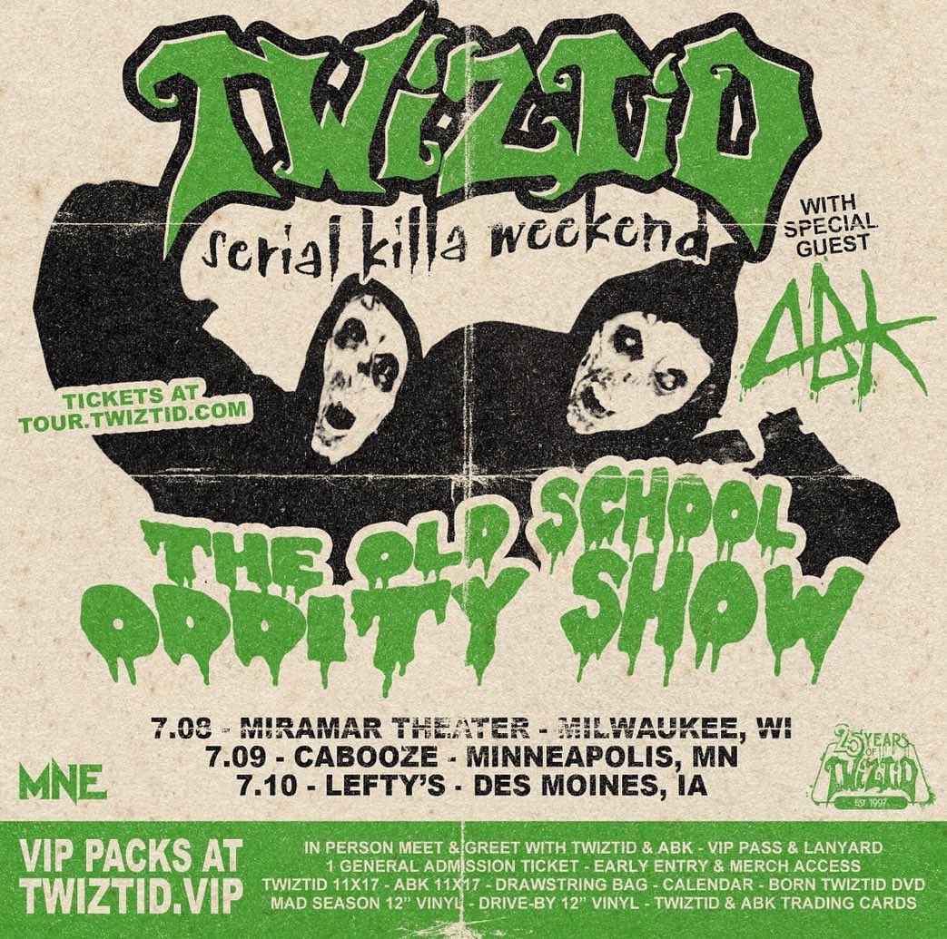 majikninjaent's tweet photo. .@tweetmesohard’s “Old School Oddity” weekend is fast approaching!!!
It’s going down 👇
July 8th Miramar Theater, Milwaukee, WI 
July 9th Cabooze, Minneapolis, MN
July 10th Lefty’s, Des Moines, IA 
Tickets: https://t.co/2ZOGObmT7z
VIP: https://t.co/iMTuUaLUkS https://t.co/3xMvafP3iY