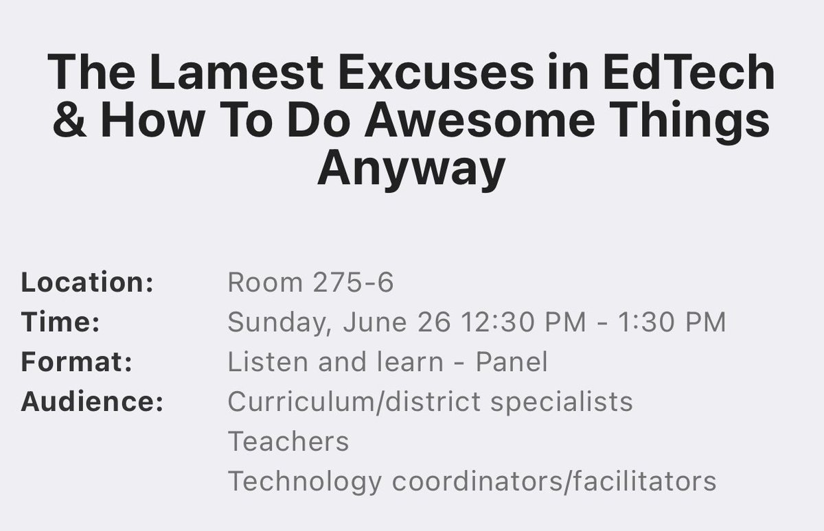I can’t resist a catchy session title! Looking forward to some Awesome takeaways. #ISTELive