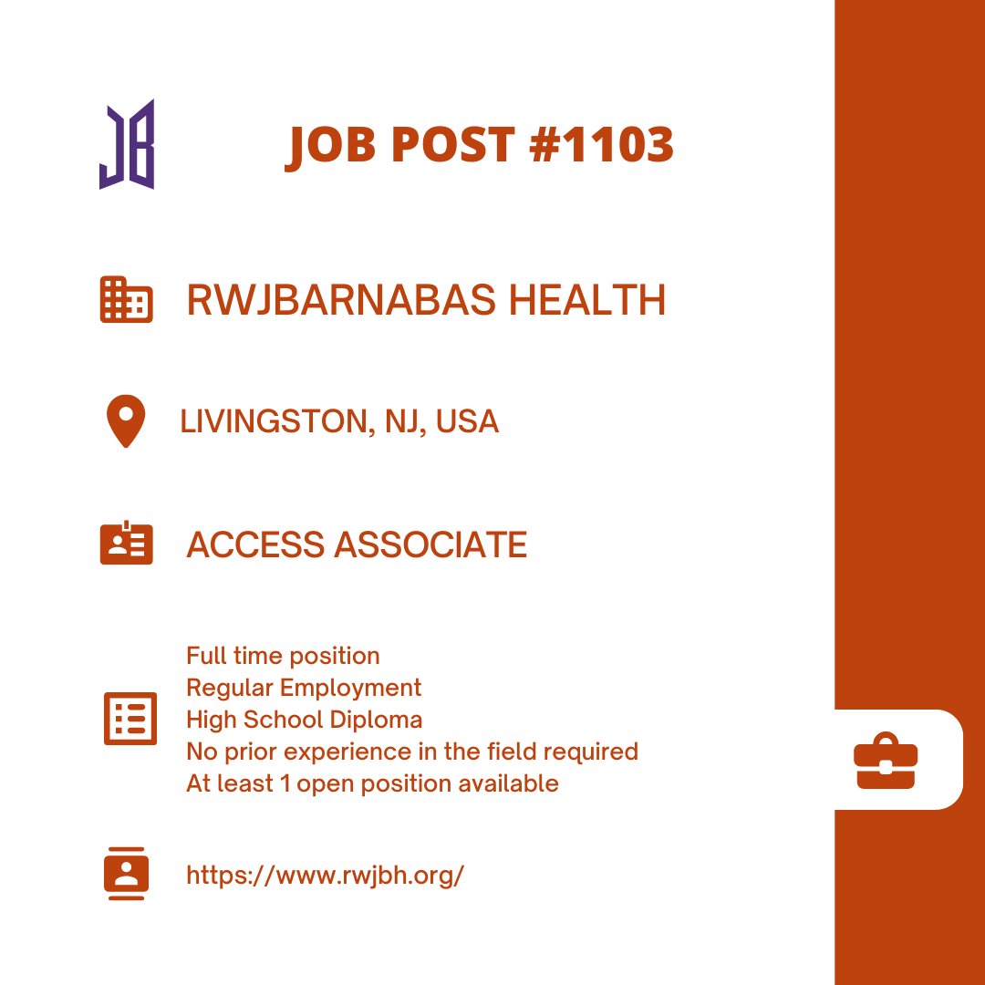 BTSARMYJobBoard's tweet photo. #BAJBUSA
Livingston, NJ, USA
https://t.co/1DaaRqZqWV
#BAJBAdmin #BAJBHealth
ARMYs, kindly contact the job poster / hiring party directly for more information. π
Good luck! π https://t.co/d0AwsgOvDk