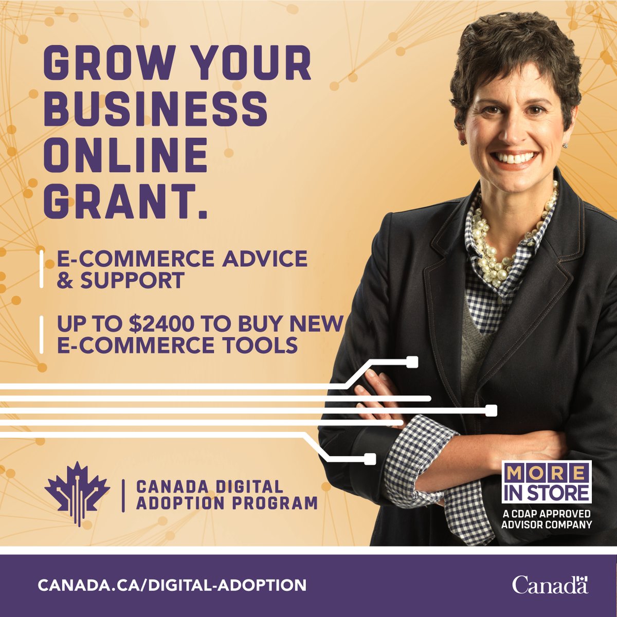 mtaljaard's tweet photo. The Canada Digital Adoption Program #CDAP Grow Your Business Online #grant gives
#CdnSmallBusiness access to e-commerce advisors for advice and support, and up to $2400 to buy new e-commerce tools. Apply now
https://t.co/rhYDdETKWg https://t.co/spGuY4F2yn