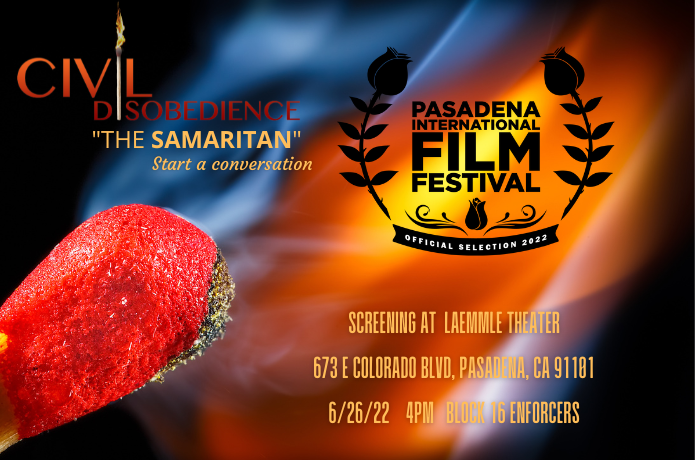 Looking for something fun to do today So Cal Friends?  Come out and join us for the premiere of our #CivilDisobedienceSeries #TheSamaritan at the <a href="/PasFilmFest/">PasadenaFilmFestival (PIFF)</a>  at Laemmle Playhouse 7!  tix here  laemmle.com/film/piff-bloc…   #indiefilm #StartAConversation <a href="/AndrewOnochie/">Andrew Onochie</a> <a href="/CivilSeries/">Civil Disobedience Series</a>