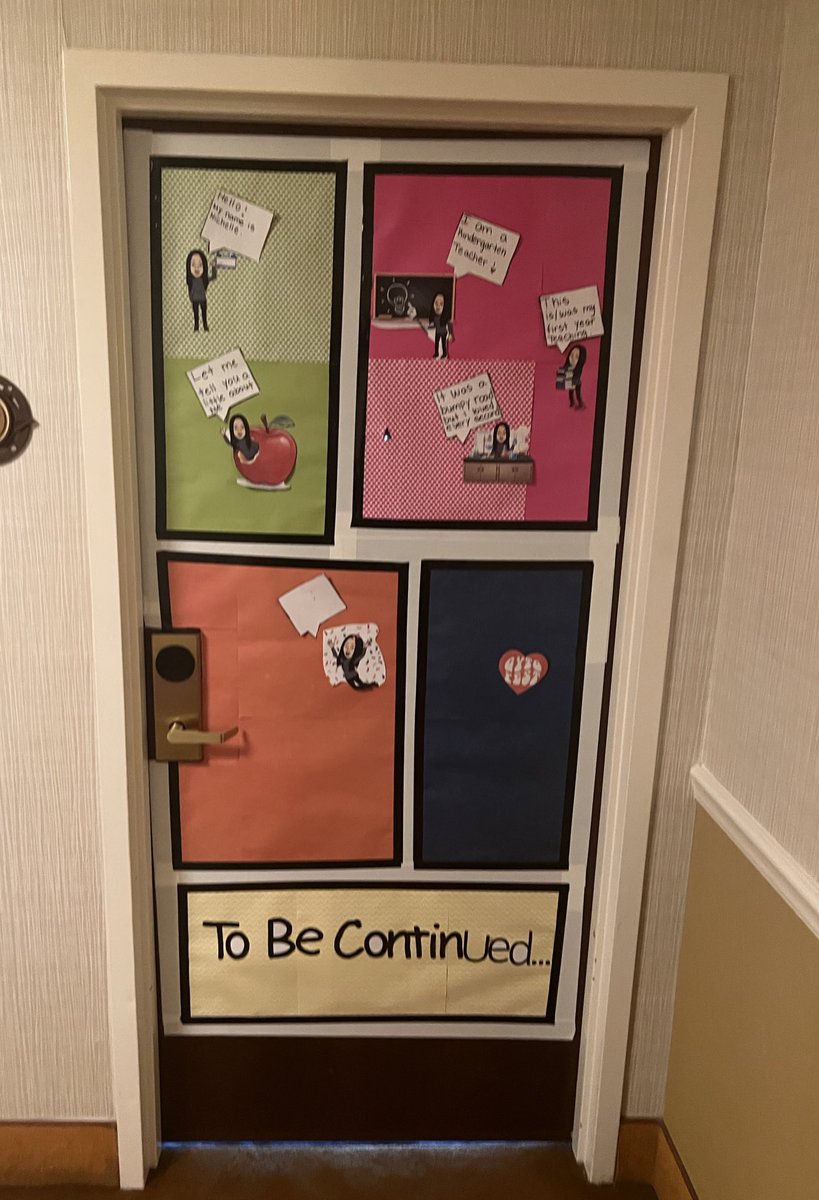 NicholasFerroni's tweet photo. This is what teachers do to their HOTEL  room doors at a teacher conference. Teachers are pretty incredible🍎❤️ #gyto @getyourteachon https://t.co/MOwl6EOLT7