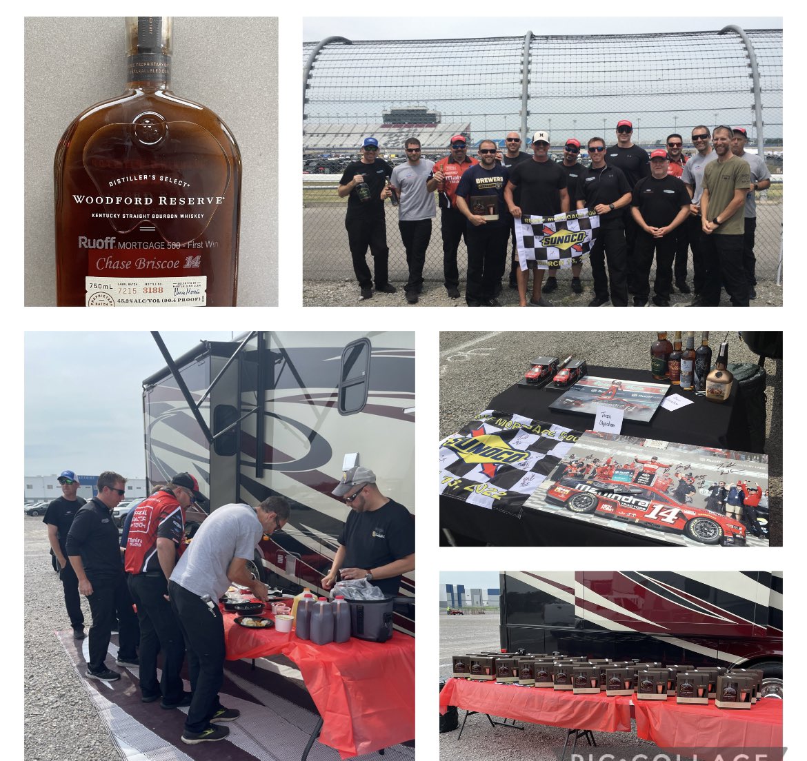 racechaser51's tweet photo. Had the Entire @StewartHaasRcng Team of @ChaseBriscoe_14 over to the RV this AM for Breakfast and to celebrate their Phoenix Win and Present them with a Victory Lane Edition Bottle from Woodford along with a Sunoco Flag to each of them.

Huge Success! https://t.co/6igaXt5XIG