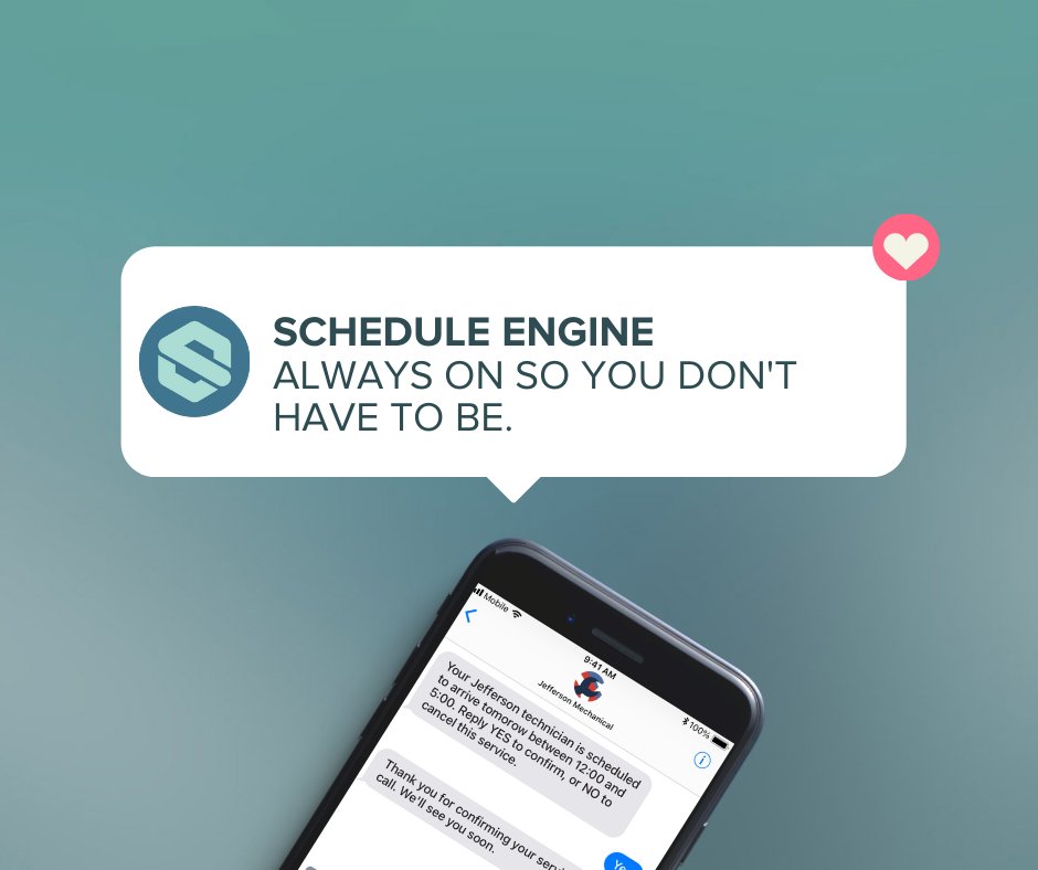 ScheduleEngine's tweet photo. #DidYouKnow over 40% of home service customer calls go unanswered on the weekends? That's where Schedule Engine can help. Capture every opportunity with our round-the-clock live support ⏰ Interested? Check out our full suite of scheduling services at https://t.co/DMUX5SQMTX🚀 https://t.co/M0wwLMmn4n