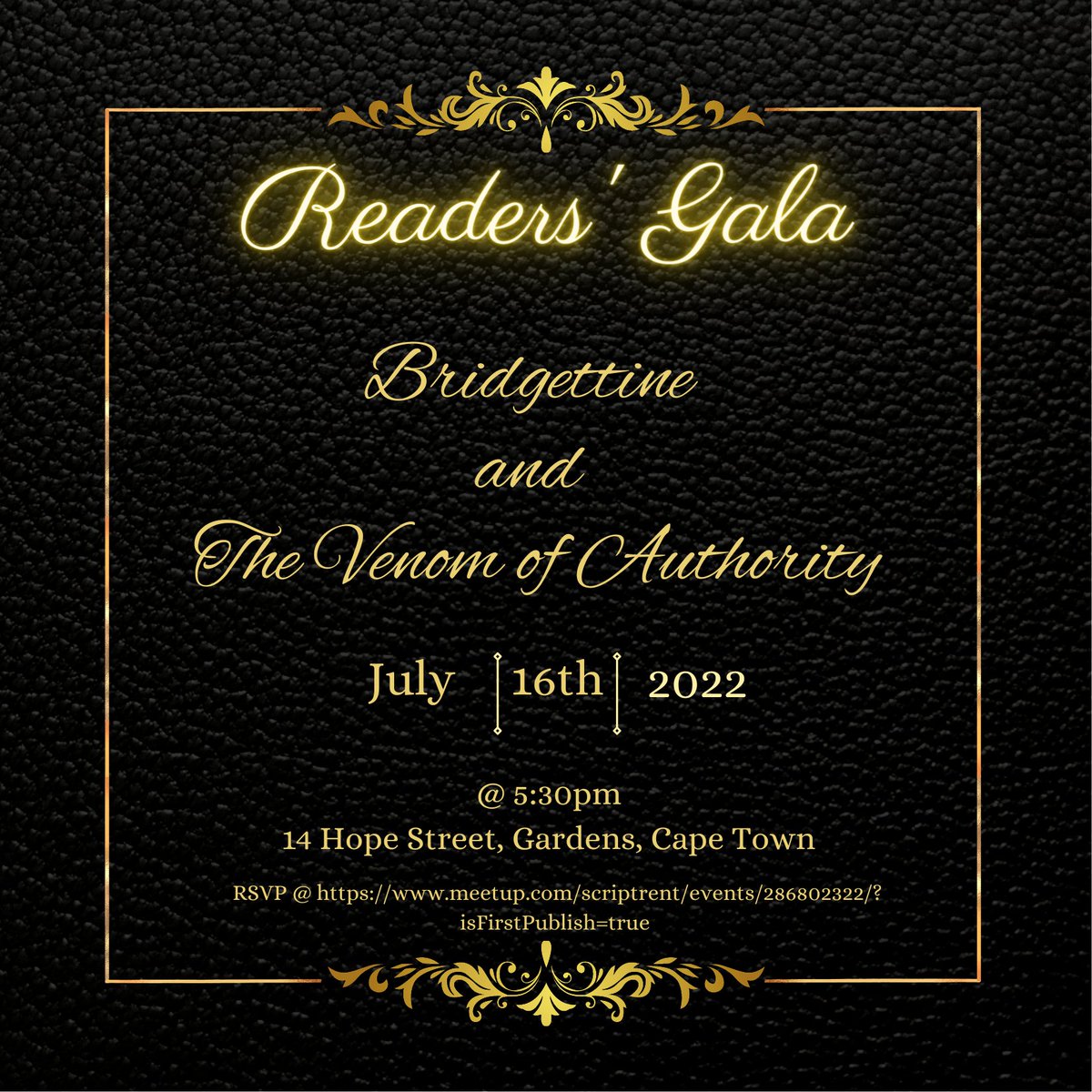 KayChoma's tweet photo. Free entrance .... food will be served ... smart casual 
RSVP here: https://t.co/O0c1VXTCxv
#writing #fantasy #art #self_publishing https://t.co/c8GWvjuYjd
