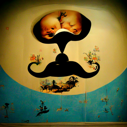 Dali inspired wallpaper for your baby nursery <a href="/midjourney/">Midjourney</a> image tool