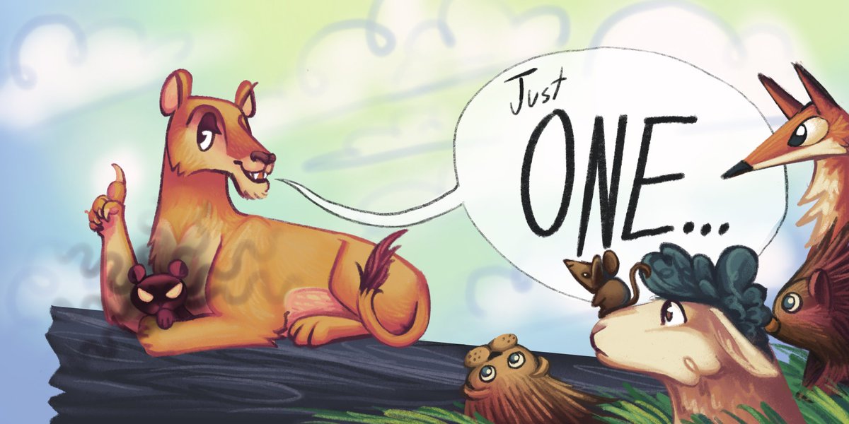 BeetleDidi's tweet photo. another #ChildrensBooks concept : ) this one is an adaptation of an aesops fable about a baby lion as a counting learning book! I think my digital painting is better now... https://t.co/7gIAQZ1UjM