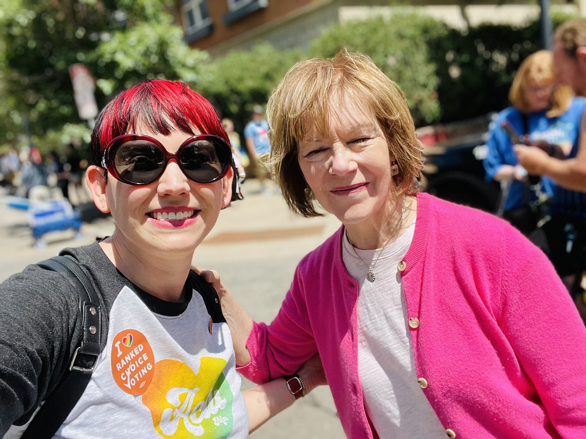 We ran into <a href="/SenTinaSmith/">Tina Smith</a> at the Pride Parade! Thank you so much, Senator, for your outspoken advocacy for reproductive freedom and progressive values in the Senate! <a href="/ACLUMN/">ACLU of Minnesota</a>