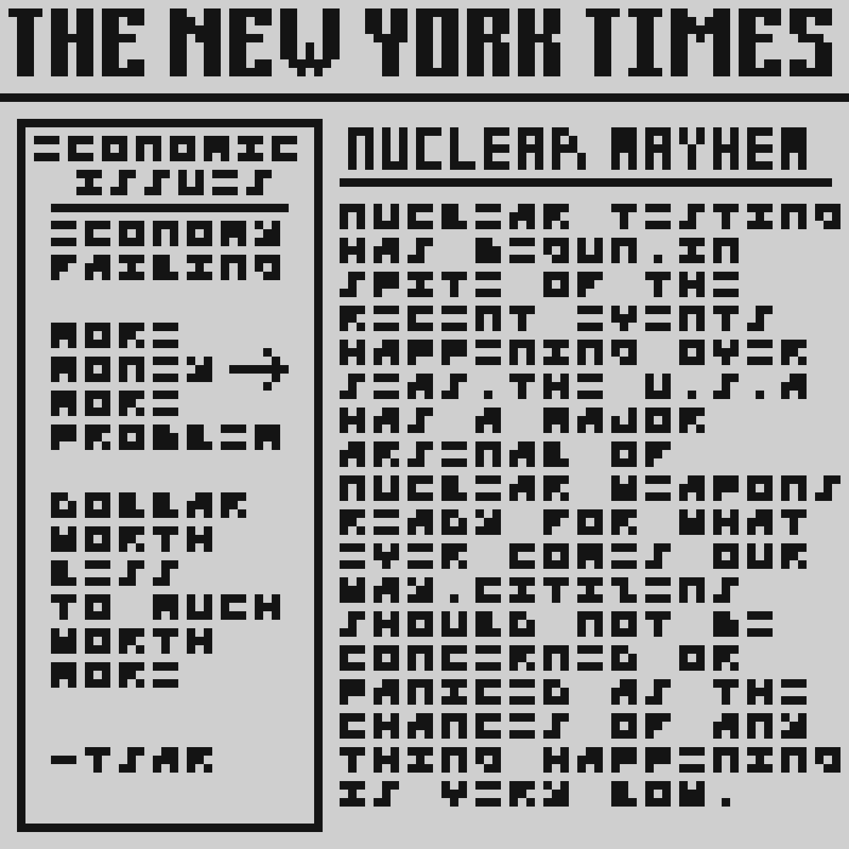 ItSomethingNFT's tweet photo. Have you guys seen todays news paper? Im a little nervous.

#NFTNYC2022 #nftart #NFTCommmunity #NFT https://t.co/BY2oBAY0Js
