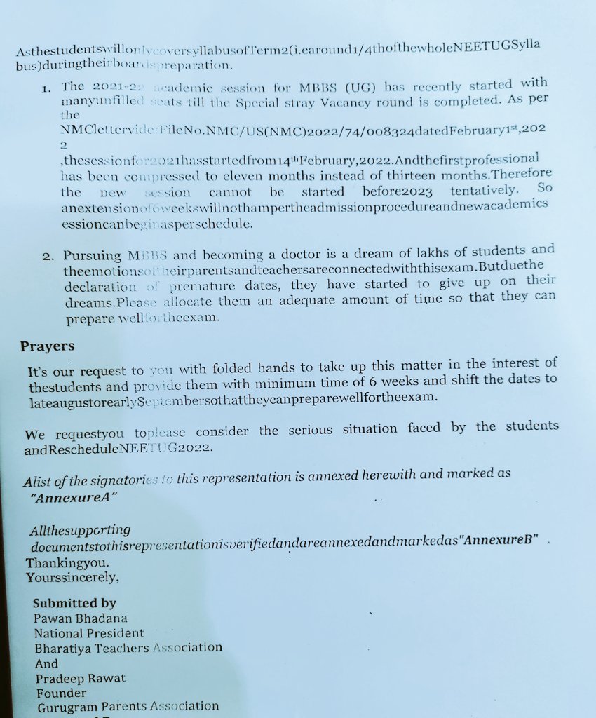 abhishekp_0007's tweet photo. #MODIJIextendNEETUG 
Our humble submission on behalf of NeetUG aspirants to please Give them an extended WINDOW of 40 More days!
Students will be eternally grateful 🙏 @DG_NTA @dpradhanbjp @AmitShah @PMOIndia @AbhishekgondGo1 @NeerajChakraw12 https://t.co/gIirHMVKfI