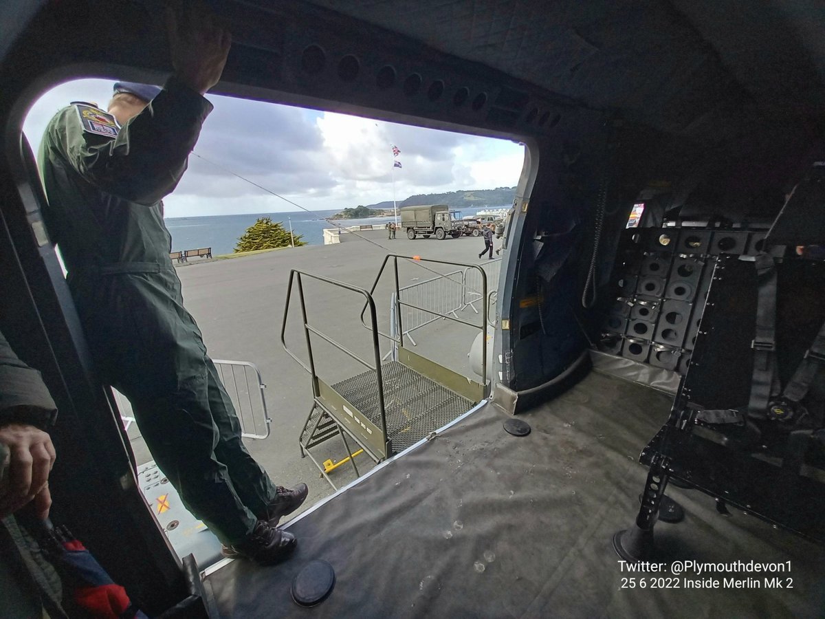 PlymouthDevon1's tweet photo. Yesterday, I climbed inside the Merlin Mk 2 helicopter ๐ from RNAS Culdrose, on Plymouth Hoe for Armed Forces Day. 824 Naval Air Squadron. #824NAS #Plymouth #MerlinMk2 #HelicopterTakingOff #Culdrose @RNASCuldrose #RNASCuldrose #ArmedForcesDay2022 #RNAS #PlymouthHoe #helicopter https://t.co/7GaUdj1inC