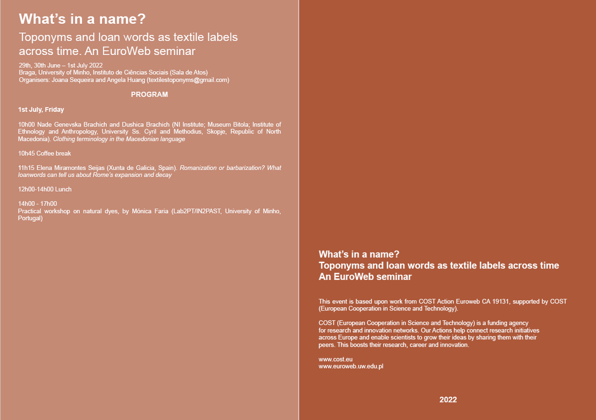 angelalinghuang's tweet photo. What's in a name? Let's find out! @JoanaSequeira14 & I are excited for the upcoming @EuroWeb4 conference on toponyms & their scope of meaning in #textilehist. Fascinating, especially across time and space with #EuropeThroughTextiles by @COSTprogramme !
https://t.co/S75ZBE1KVv https://t.co/aF09CWFJEI
