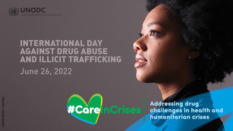 The #WorldDrugDay marks action & cooperation in achieving a world free of drugs.

On this day, we need to renew our commitment to ending this scourge and supporting those who fall victim to it through non-discriminatory people-centered solutions. #CareInCrises @UNODC_ROCA