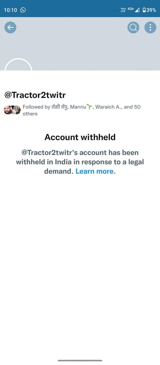 JakharDILIP_2's tweet photo. किसानों और नौजवानों की आवाज उठाने वाले अकाउंट @Tractor2twitr को @Twitter ने लॉक कर दिया है।
क्या किसानों और नौजवानों की आवाज़ बुलंद करना गुनाह.?
ब्लॉक कर देना बेहद ही निंदनीय है.!
@TwitterIndia @manphoolsaran7
@Kisanektamorcha
#RestoreTractor2Twitter https://t.co/7i35wMZAqP