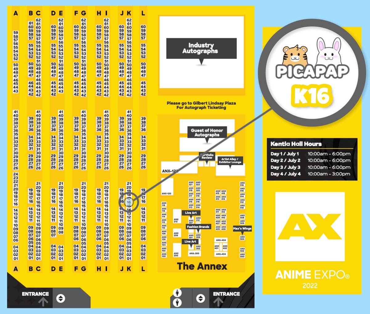 picapap's tweet photo. It’s almost @AnimeExpo and we’ll be there in the ARTIST ALLEY!!! Stop by and check out all our new stuff at Table K16 in Kentia Hall!

SEE YOU SOON!!! 🐯🐰
#AnimeExpo2022 #AnimeExpo https://t.co/RFhWlTlZYN