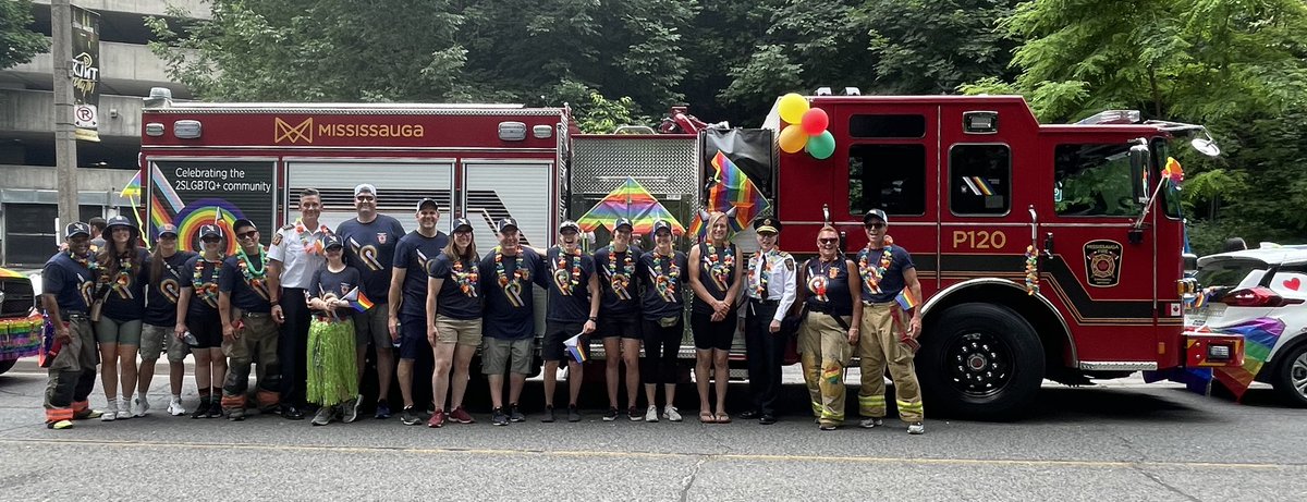 Today we’re marching in the #Toronto #Pride Parade to show the world we're allies and that the fire service is an open, inclusive, and accepting place for everyone! Happy Pride!