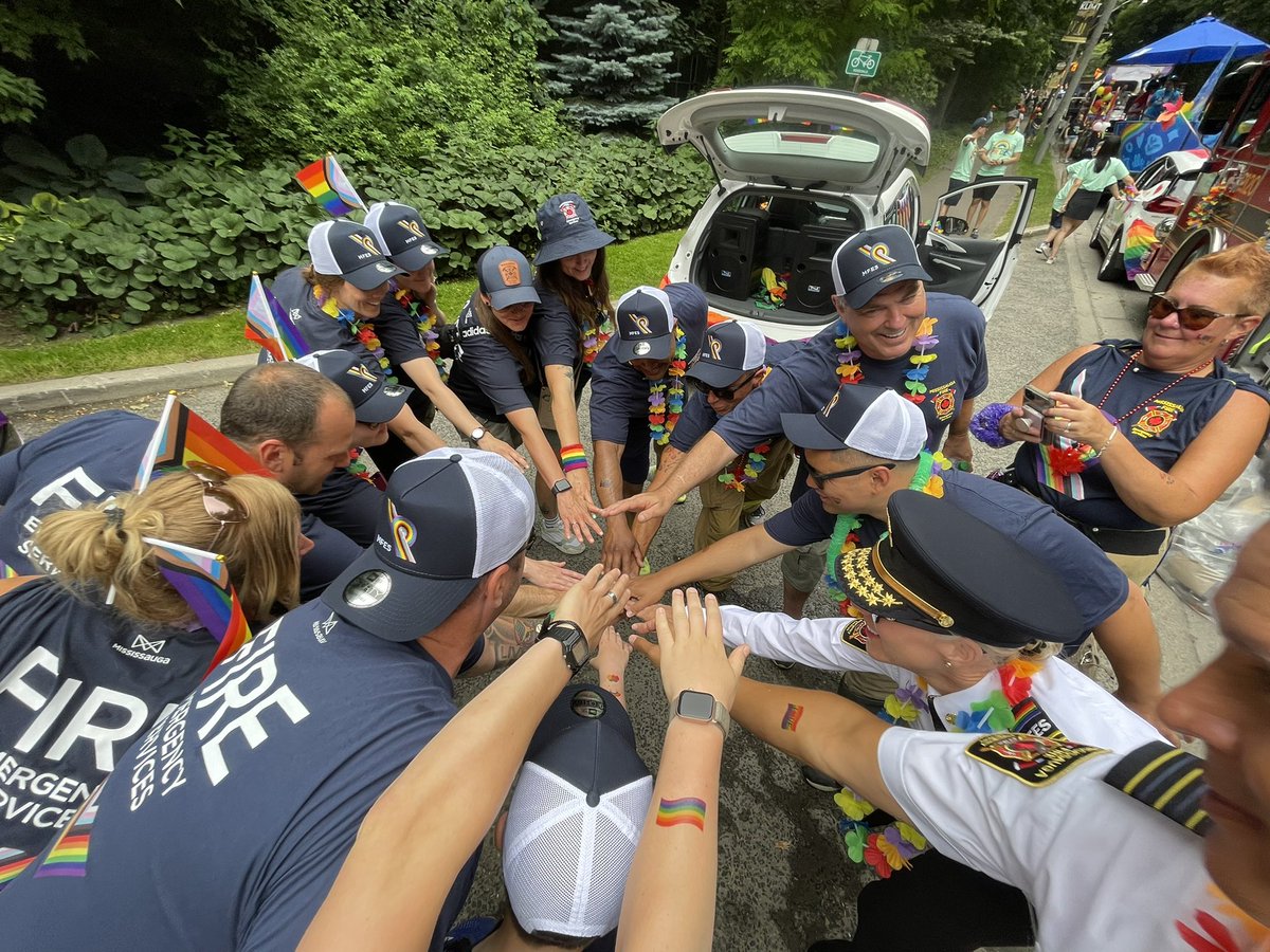 A big cheer for our <a href="/MississaugaFES/">Mississauga Fire</a> team marching in the Toronto #Pride Parade!