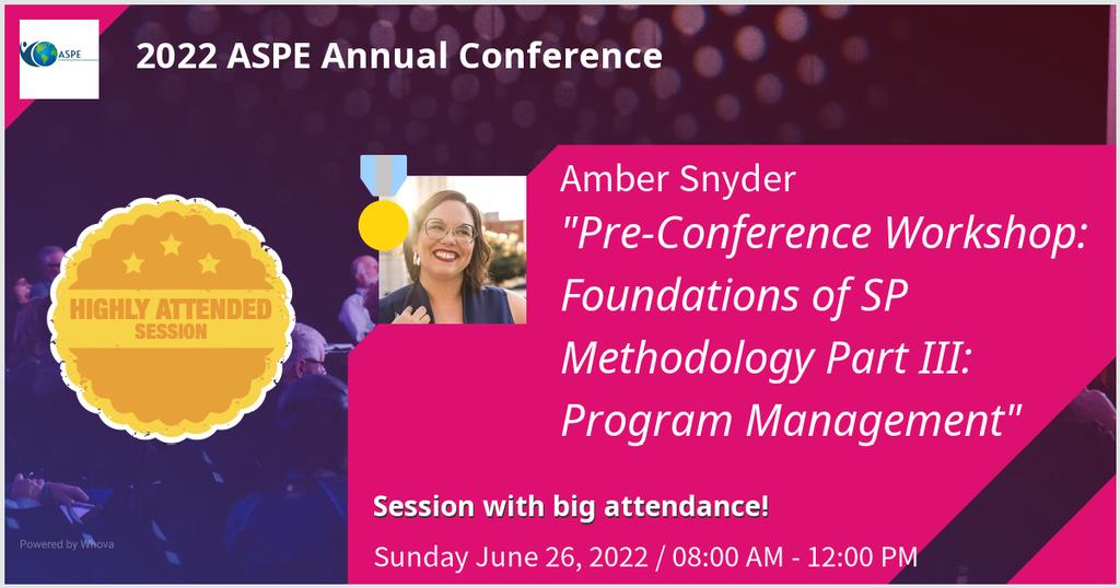 Gave a talk at 2022 ASPE Annual Conference on Pre-Conference Workshop: Foundations of SP Methodology Part III: Program Management. Thanks for the great turnout! #ASPE2022 #SPE #SP #SPMethodology - via #Whova event app