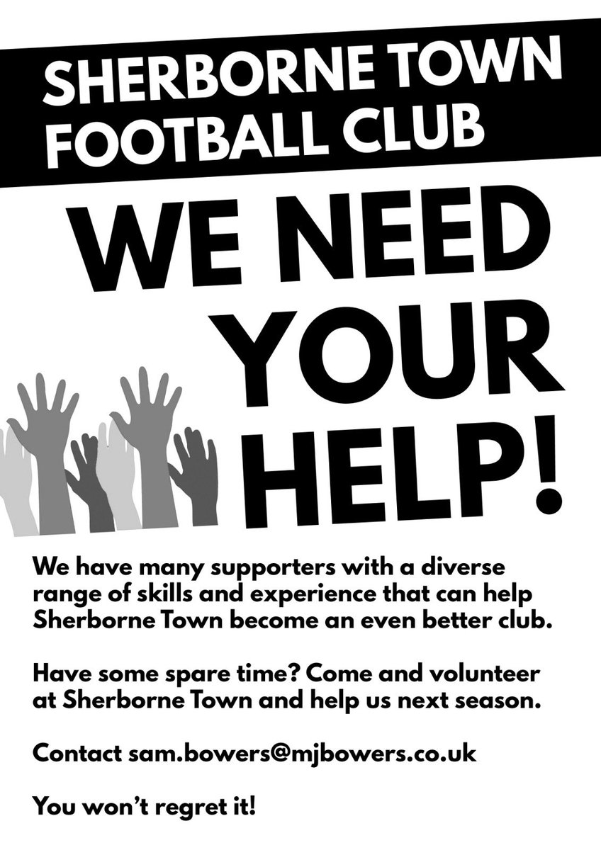 Ahead of the 2022/2023 @TSWesternLeague and <a href="/DPL_official/">Dorset Premier Football League</a> seasons we are on the look out for match day volunteers. If your interested please DM or use the contact info on the poster #Zebras #JoinTheDazzle <a href="/tswlfans/">Toolstation Western League Fans🇺🇦</a> <a href="/swsportsnews/">South West Sports News</a> <a href="/Abbey_104/">Abbey104</a> <a href="/sherbornetimes/">Sherborne Times</a> <a href="/SherborneTownCl/">Sherborne Town Council</a>
