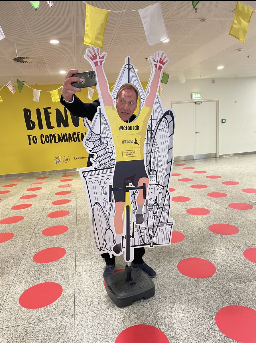 letourdk's tweet photo. We’re getting closer 🚴🇩🇰

Director of @LeTour Christian Prudhomme arrived in Copenhagen earlier today - and he’s very happy to be here 📸

#letourdk #tdf2022 @koebenhavner https://t.co/xtOznmqko6