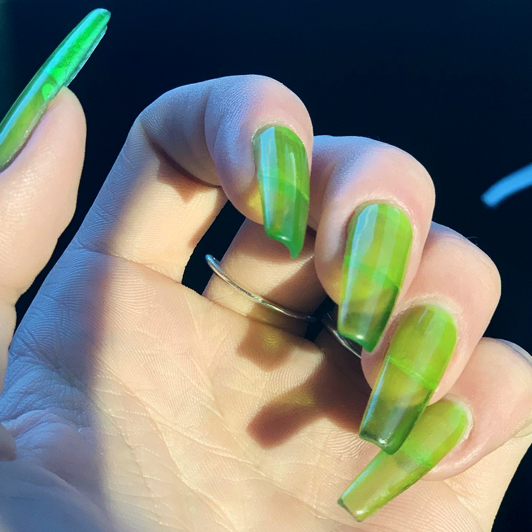 Can we get a round of applause for these lime green claws? Clap 👏 below! ​
📸 💅: Paul Mitchell The School Columbus Cosmetology Future Professional @ lovelylaynbeauty (IG) 

#nailsofinsta #nailsinspo #nailstoinspire #nailsartist