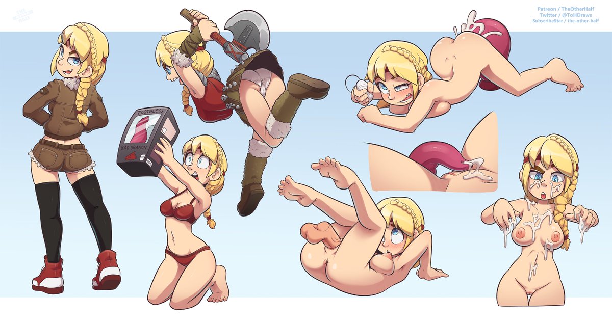ToHDraws's tweet photo. Astrid tries to train her personal dragon desires.  Uploaded last month on Pat/SS, see more there, links below: https://t.co/0CZxhslTzT