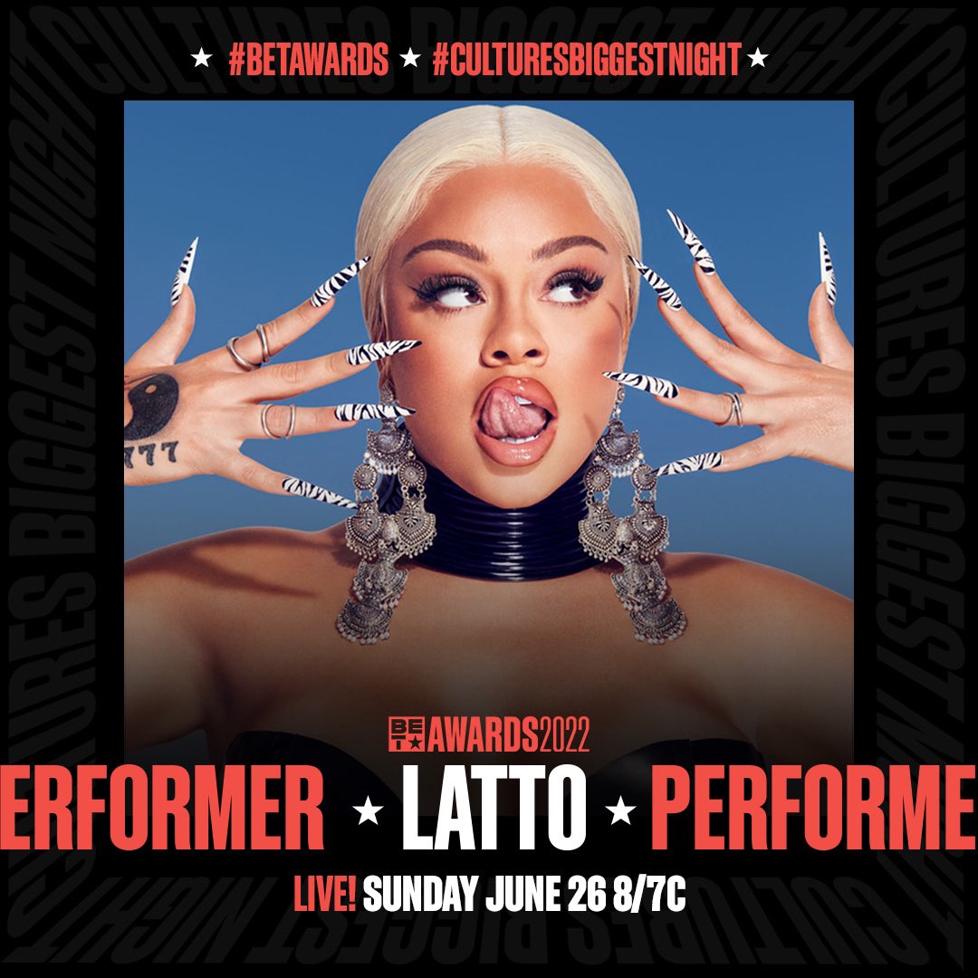 Latto's tweet photo. I’m performing at the @BETAwards tonight!!!!!!!! AHHHHH 🎰🎰🎰🎰 https://t.co/BGKbc8LGYS