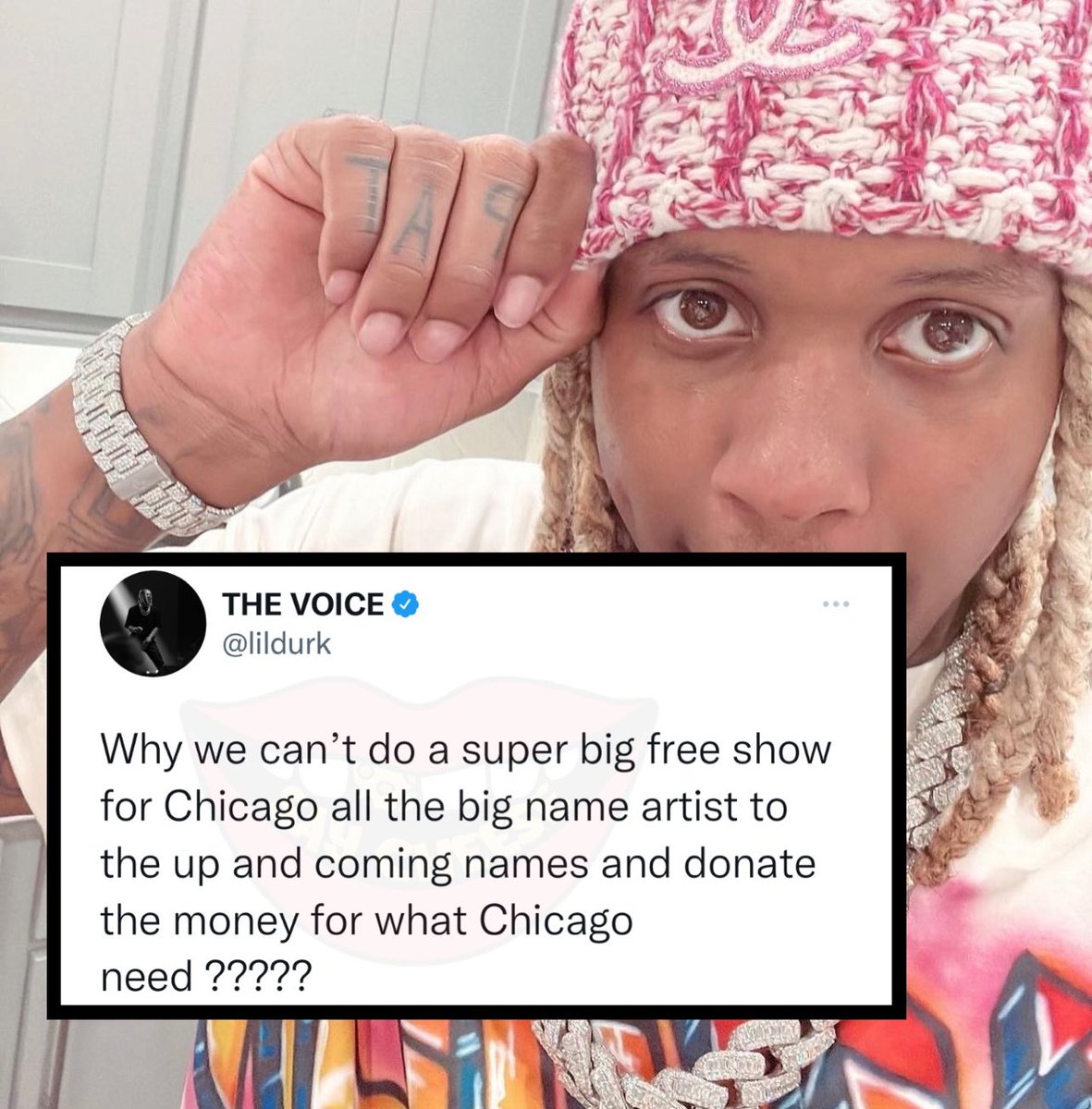 SaycheeseDGTL's tweet photo. Lil Durk wants to do a free show in Chicago and donate all the proceeds https://t.co/34zGfLo3rS