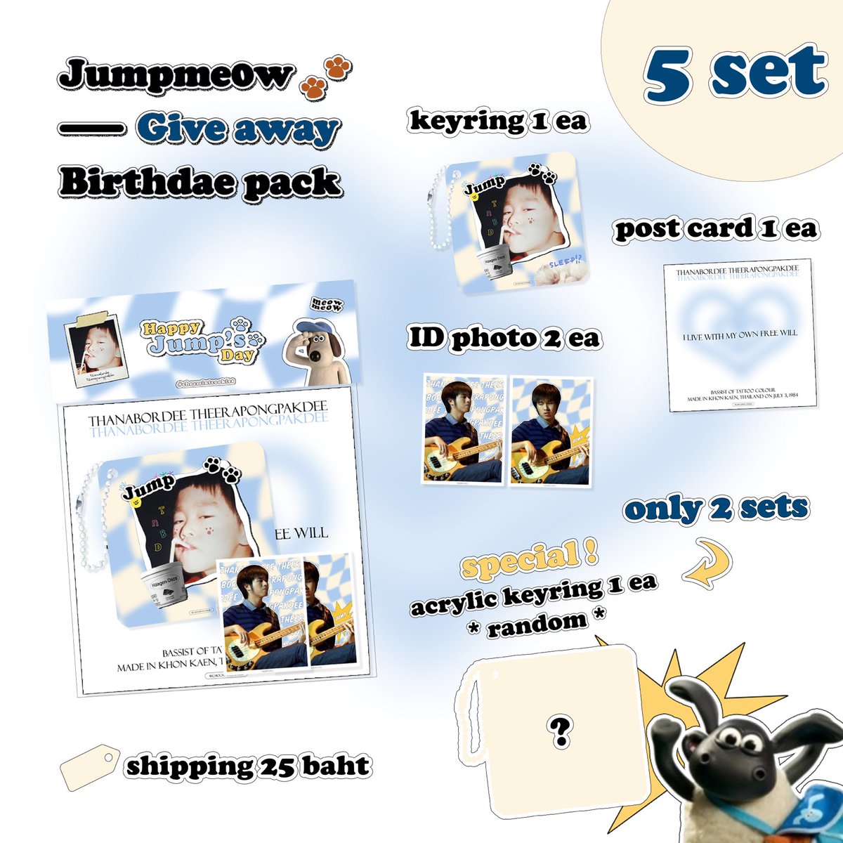 chocmintcookies's tweet photo. pls rt 💭🫶🏻

(g)ive away ⭐️

Jumpme0w Birthdae pack 🐈🐾

f🥚rm : July 3
time : 20.00
— shipping : 25 baht

👦🏻 5 set ✨
— form แท็กเรียก : in mention ↴

#tattoocolourth #ชาวนัว https://t.co/5lnv3SQf8i