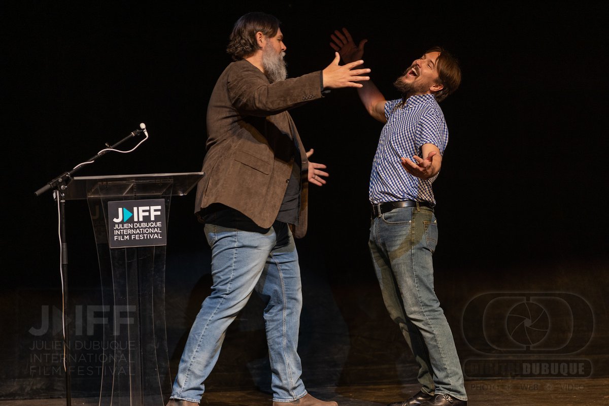 JulienFilmFest's tweet photo. Now that's a hug! Presenter @andysipes congratulates Bryan Hudkins at #JDIFF2022!
πΈ: @digitaldubuque https://t.co/Dvw5mqGkDs