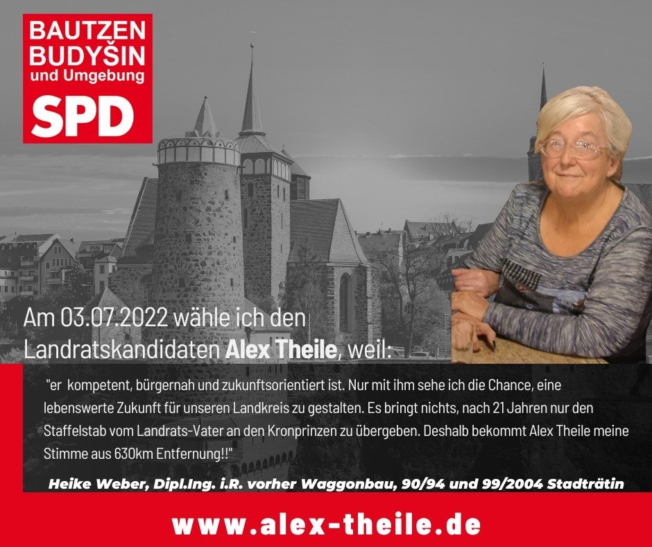 SPDBautzen's tweet photo. Eine lebenswerte Zukunft mit #AlexTheile. Er ist kompetent, bürgernah und zukunftsorientiert.
Am 3.7. #lrwbz22 #MitHerzUndVerstand https://t.co/LMtaqYAl6A