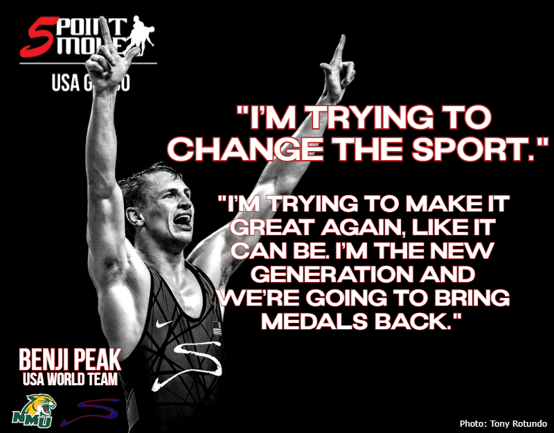 Benji Peak, the man ushering in the ''New Generation'' believes he has the confidence, skill and savvy that is not only needed to make World Teams at this level, but also bring the hardware back. #gogreco <a href="/usawrestling/">USA Wrestling</a>
